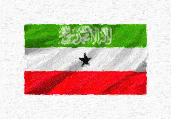 Сомалиленд Ручной Работы Размахивая Национальным Флагом Масло Краски Изолированы Белом — стоковое фото