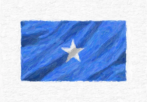 Somalia Pintada Mano Ondeando Bandera Nacional Pintura Óleo Aislada Sobre —  Fotos de Stock