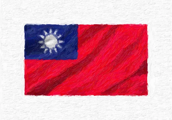 台湾手绘国旗 油画查出白色画布 — 图库照片