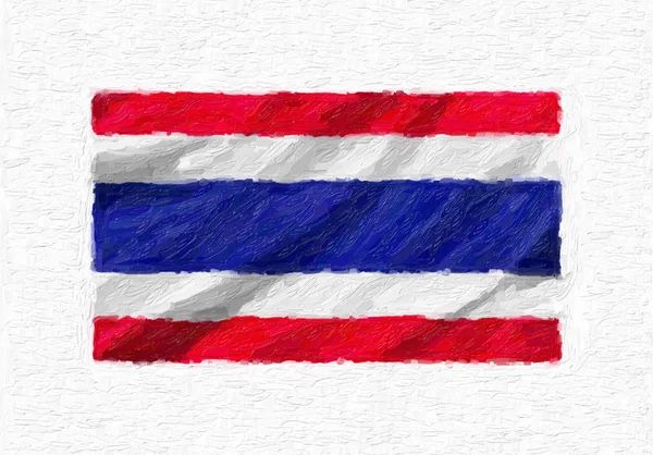 Thailändische Nationalflagge Geschwenkt Ölfarbe Isoliert Auf Weißer Leinwand Illustration — Stockfoto