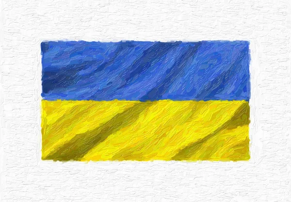 Ukraine Hand Painted Waving National Flag Oil Paint Isolated White — Stock Photo, Image