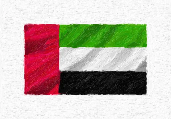 Объединенные Арабские Эмираты Вручную Размахивая Национальным Флагом Масляная Краска Изолирована — стоковое фото