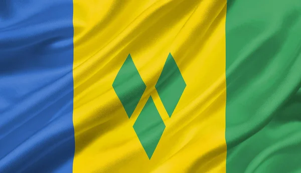 Сент Вінсент Гренадини Прапор Махав Вітром Ілюстрація — стокове фото