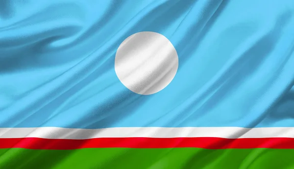 Bandeira República Sakha Acenando Com Vento Ilustração — Fotografia de Stock