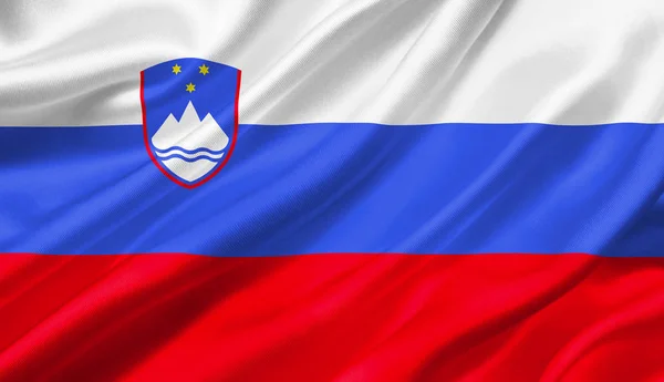 Slovenia flag waving with the wind, 3D illustration.