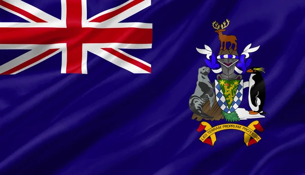 Флаг Южной Георгии Сандвичевых Островов Размахивающий Ветром Иллюстрация — стоковое фото