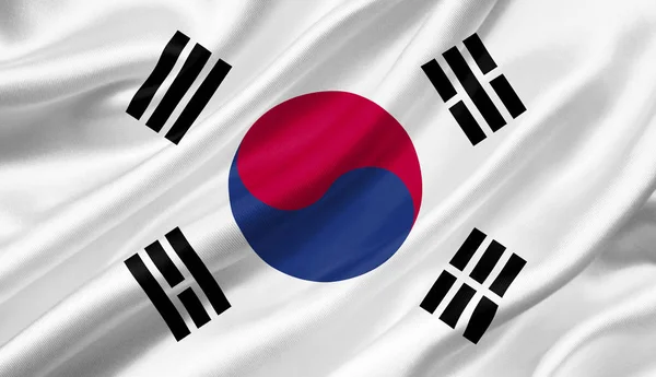 Bandeira Coreia Sul Acenando Com Vento Ilustração — Fotografia de Stock