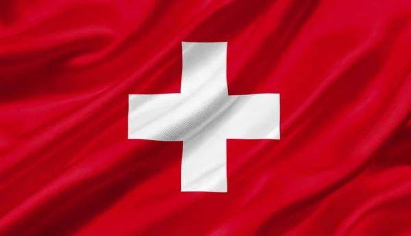 Schweiz Flagga Vajande Med Vinden Illustration — Stockfoto