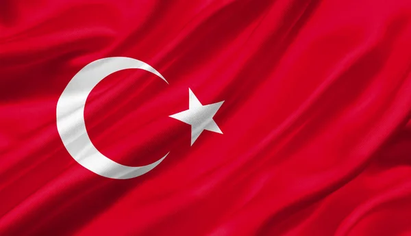 Turkey flag waving with the wind, 3D illustration.