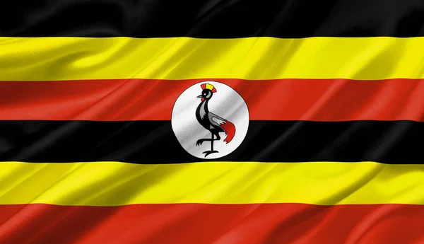 Bandiera Uganda Sventola Con Vento Illustrazione — Foto Stock