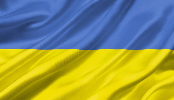 Ukraine flag waving with the wind, 3D illustration.