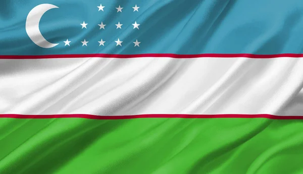 Oezbekistan Vlag Zwaaien Met Wind Illustratie — Stockfoto