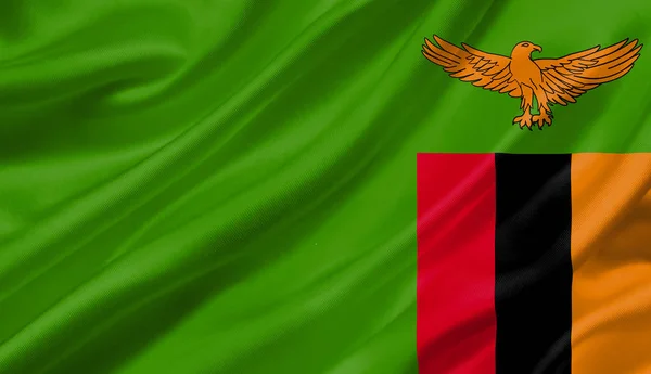 Bandiera Zambia Sventola Con Vento Illustrazione — Foto Stock