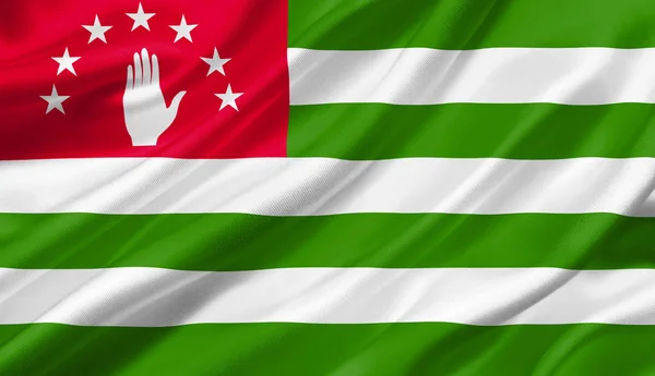 Abkhazia flag waving with the wind, 3D illustration.