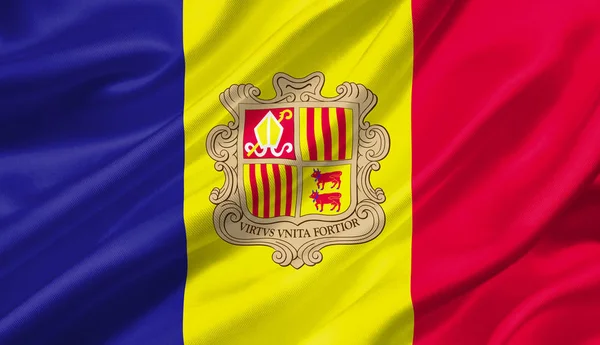 Bandeira Andorra Acenando Com Vento Ilustração — Fotografia de Stock