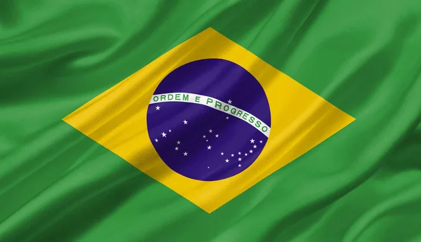 Brazil Flag Waving Wind Illustration — Stock Photo, Image
