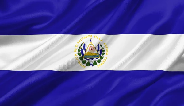 El Salvador flag waving with the wind, 3D illustration.