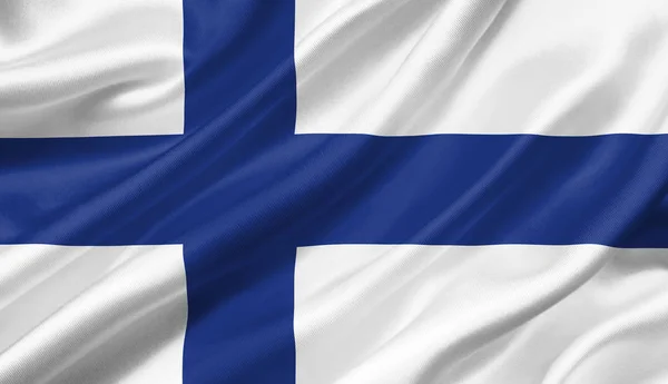 Finlandiya Bayrak Rüzgar Ile Çizim Sallayarak — Stok fotoğraf