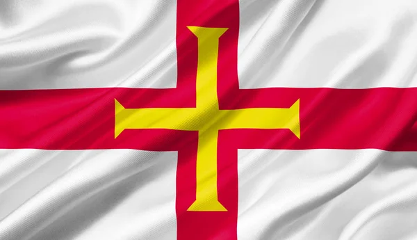 Guernsey Bandeira Acenando Com Vento Ilustração — Fotografia de Stock