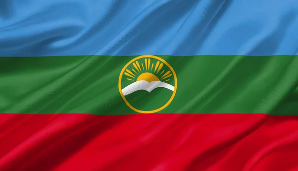 Karachay Cherkessia Vlag Zwaaien Met Wind Illustratie — Stockfoto