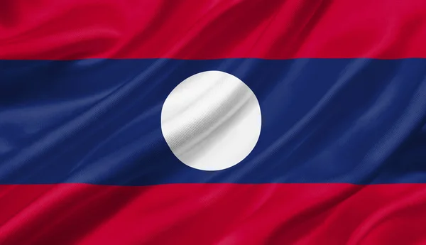 Laos Vlag Zwaaien Met Wind Illustratie — Stockfoto