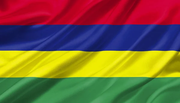 Mauritius Vlag Zwaaien Met Wind Illustratie — Stockfoto