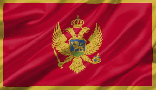 Чорногорія Прапор Махав Вітром Ілюстрація — стокове фото