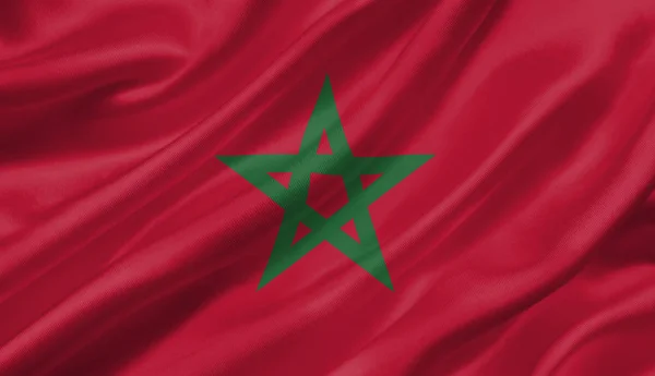 Bandeira Marrocos Acenando Com Vento Ilustração — Fotografia de Stock