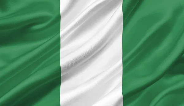 Zijdeachtige Vlag Van Nigeria Vlag Zwaaien Met Wind Illustratie — Stockfoto