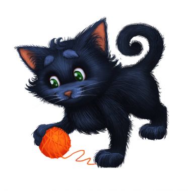 Sevimli küçük tüylü kedi - Karikatür hayvan karakter maskot topla oynamayı