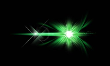 Optik ışık mercek parlaması ve yıldız efekti, gerçekçi parlak ışıkları ile birden parlamak