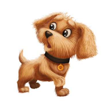 Sevimli küçük tüylü köpek - söz konusu ve korkmuş Karikatür hayvan karakter maskot