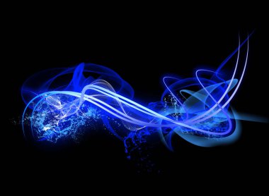 Splash gerçekçi parlak parçacık ve parlak çizgiler dalgaları ile Neon ışık şekil