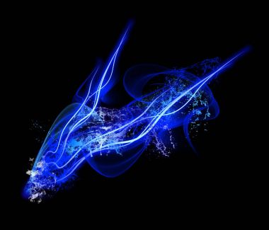 Splash gerçekçi parlak parçacık ve parlak çizgiler dalgaları ile Neon ışık şekil