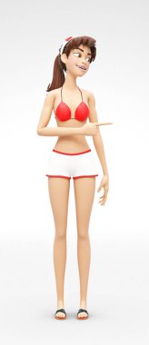 Jenny - 3d çizgi film kadın karakteri gülümseyen mutlu Model - somurtmaya ve Puan şakacı tarafına