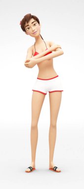 Tür, hafifçe gülümseyerek Jenny - 3d çizgi film erkek karakter Model - yarı-dans şakacı