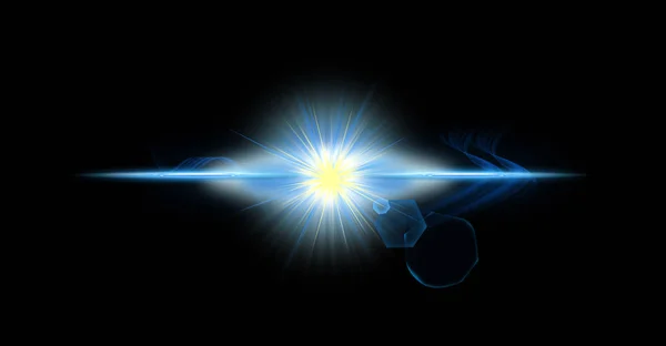Lente de luz óptica Bengala y efecto estrella, Flash realista con luces brillantes — Foto de Stock