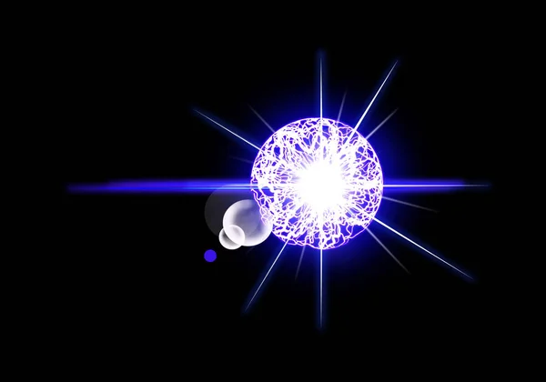 Optik ışık mercek parlaması ve yıldız efekti, gerçekçi parlak ışıkları ile birden parlamak — Stok fotoğraf