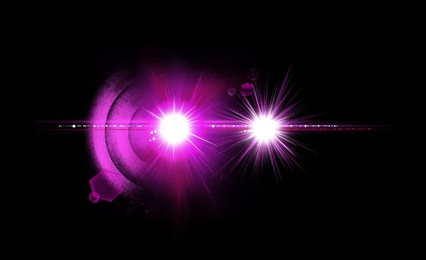 Optik ışık mercek parlaması ve yıldız efekti, gerçekçi parlak ışıkları ile birden parlamak — Stok fotoğraf