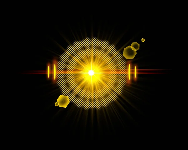 Optical Light Lens Flare and Star Effect, Realistic Flash with Glittering Lights — Stock Photo, Image