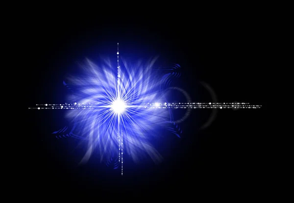 Optischer Lichtlinsenschlag und Sterneffekt, realistischer Blitz mit glitzernden Lichtern — Stockfoto