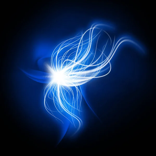 Bright Abstract Light Shape Fractal Effect, Shining Flare with Glowing Particles and Waves of Dazzling Lines — Stock Photo, Image