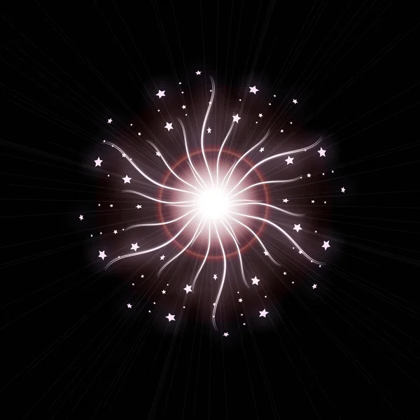 Bright Star Burst Light Effect with Glittering, Glowing Sparkles - Nebula Flare and Glare — Stock Photo, Image