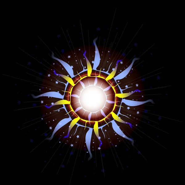 Efecto de luz de explosión de estrella brillante con destellos brillantes y brillantes: destello y reflejos de nebulosas — Foto de Stock