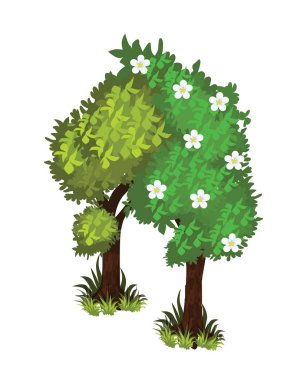 Web, Tileset harita veya peyzaj tasarımı için öğeleri izometrik karikatür gür yeşil ağaçlar