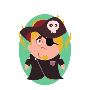 Karışık, üzgün ve mutsuz korsan - küçük insan çizgi film karakteri düz vektör komik Avatar