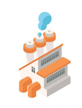 İzometrik endüstriyel fabrika binası nesne veya simge - Web, Tileset harita, peyzaj tasarımı, kentsel mimari öğesi