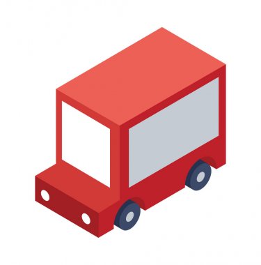İzometrik teslimat kamyonu nesne veya simge - Web, Tileset harita, peyzaj tasarımı, kentsel mimari öğesi