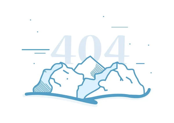 Logotipo de paisaje animado de montaña de dibujos animados con espacio de copia de título personalizado en un vector plano minimalista aislado — Archivo Imágenes Vectoriales