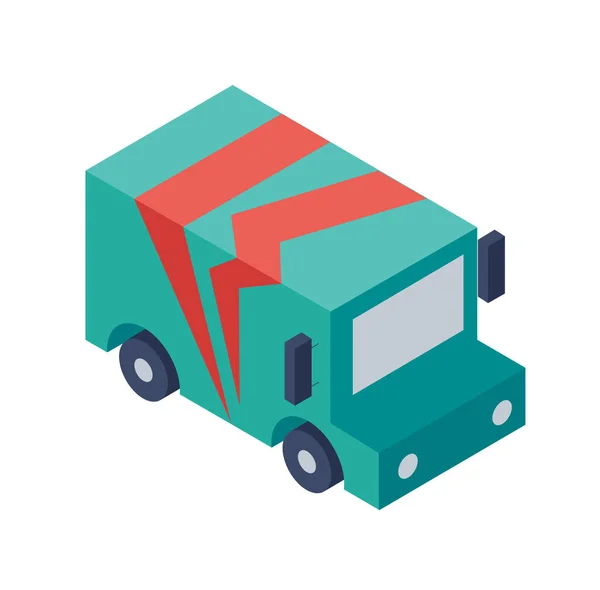 Isometric Delivery Truck Object or Icon - Элемент для Web, Tileset Map, Ландшафтный дизайн, Городская архитектура — стоковый вектор